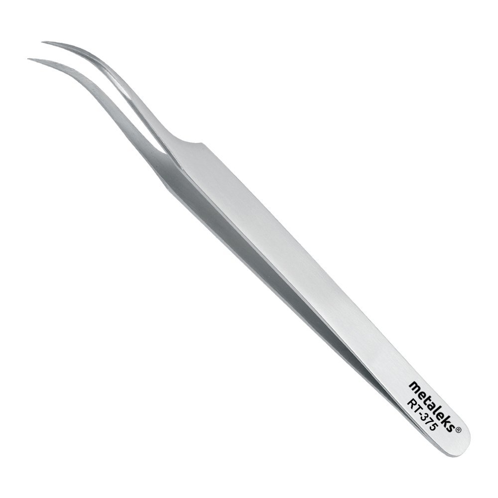 Metaleks Angled Pointed Perfect Craft Fine Angled Removal Stainless Steel Tip Curved Tweezers For Professional Grafting Eyelash Extension False Eyelash Nail Art Soft In Use.