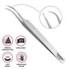 Metaleks Angled Pointed Perfect Craft Fine Angled Removal Stainless Steel Tip Curved Tweezers For Professional Grafting Eyelash Extension False Eyelash Nail Art Soft In Use. view 2