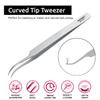 Metaleks Angled Pointed Perfect Craft Fine Angled Removal Stainless Steel Tip Curved Tweezers For Professional Grafting Eyelash Extension False Eyelash Nail Art Soft In Use. view 3