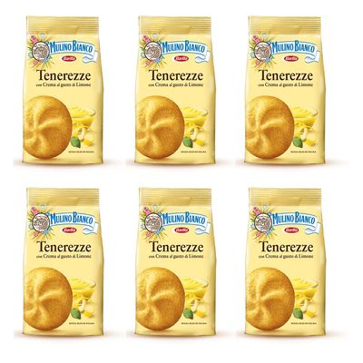 6x Mulino Bianco Tenerezze Italian Biscuits Cookies with a Lemon Cream Filling 200g Snack