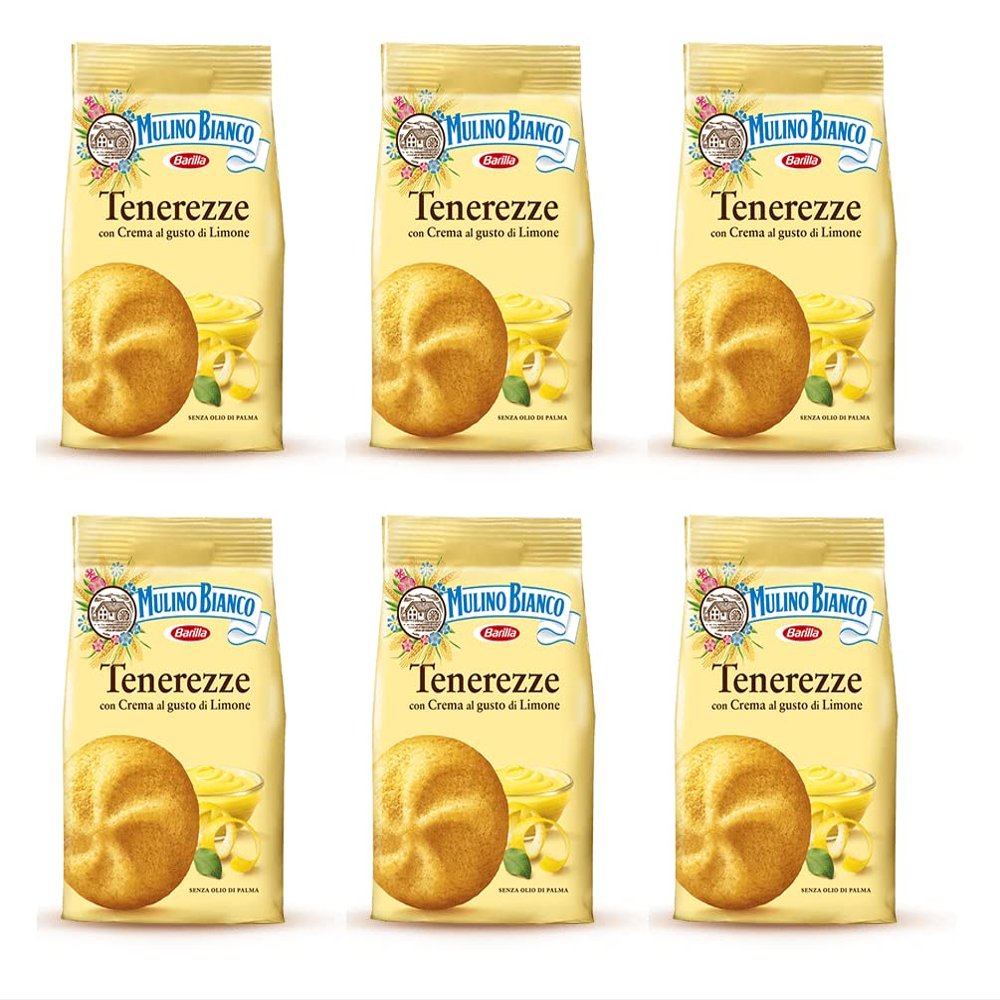 6x Mulino Bianco Tenerezze Italian Biscuits Cookies with a Lemon Cream Filling 200g Snack