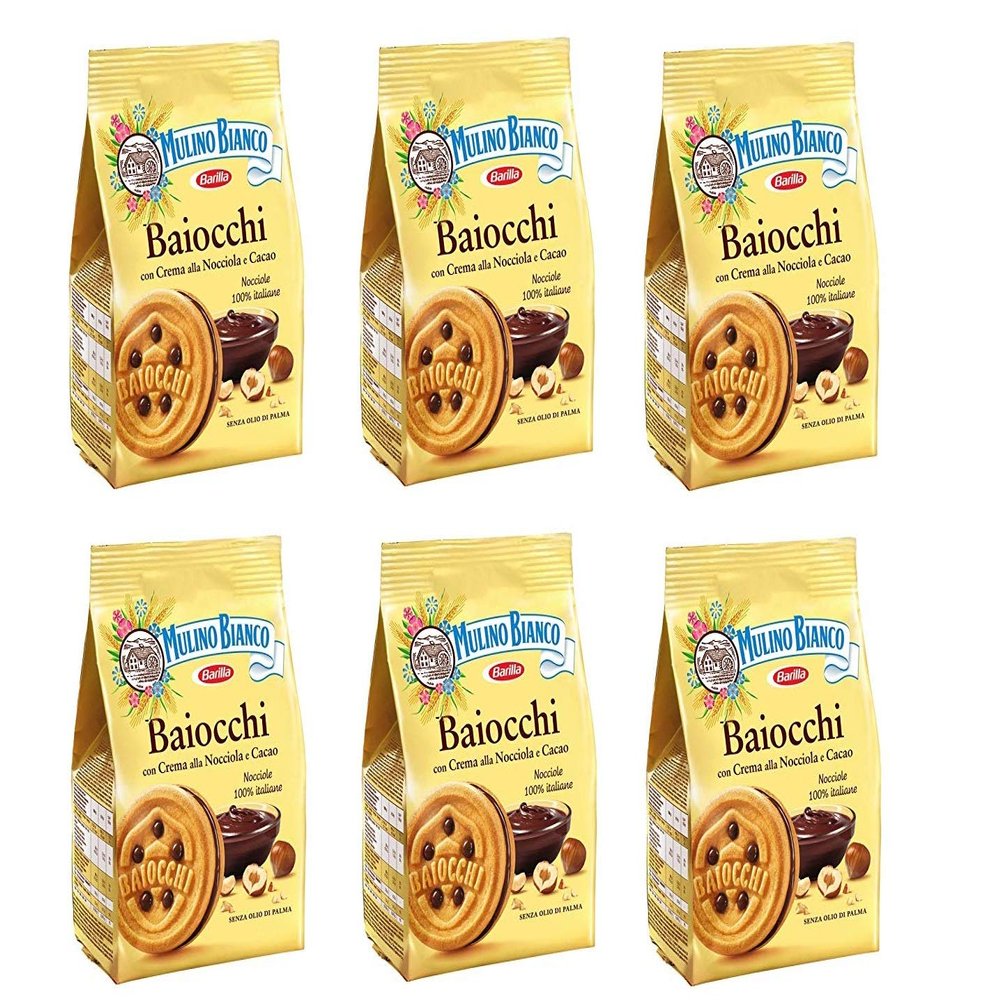 6x Mulino Bianco Baiocchi Choclate Cake Chocolate cake/Biscuit with Chocolate 260g snack