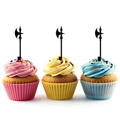 Innovedesire Poleaxe Weapon Silhouette Party Wedding Birthday Acrylic Cupcake Toppers Decor 10 pcs