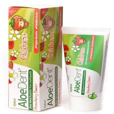 OPTIMA - Aloe Dent Childrens Toothpaste Strawberry - Triple Action Against Bacteria, Bad Breath and Gingival Inflammation - Vegan and Cruelty Free - 100 ml
