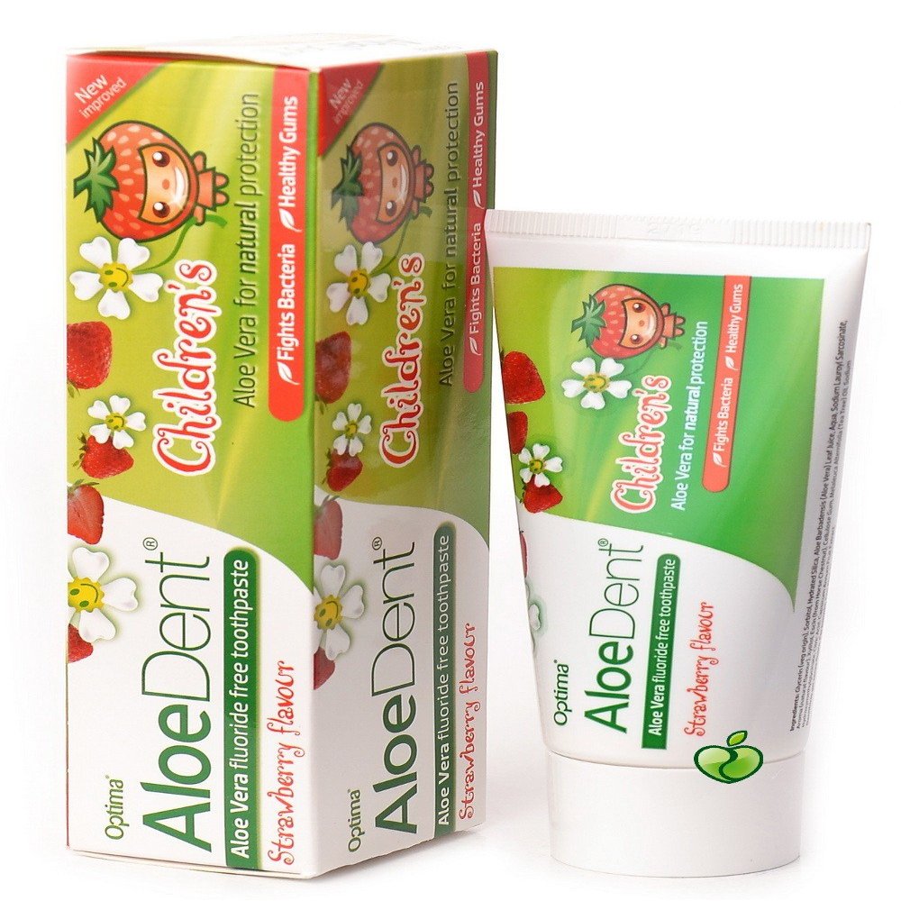 OPTIMA - Aloe Dent Childrens Toothpaste Strawberry - Triple Action Against Bacteria, Bad Breath and Gingival Inflammation - Vegan and Cruelty Free - 100 ml