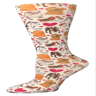 Cutieful Therapeutic Sheer 8-15 mmHg Compression Hosiery - Dog Pawty, Patterned, Medium (One Size Fits Most)