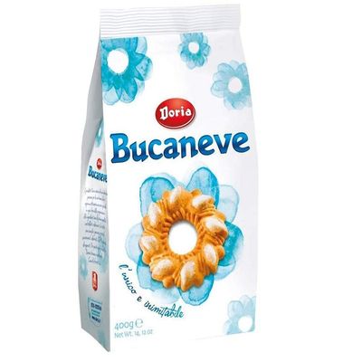 12x Doria Bucaneve Shortbread with Sugar Cookies Biscuits Snack 400g in Envelope