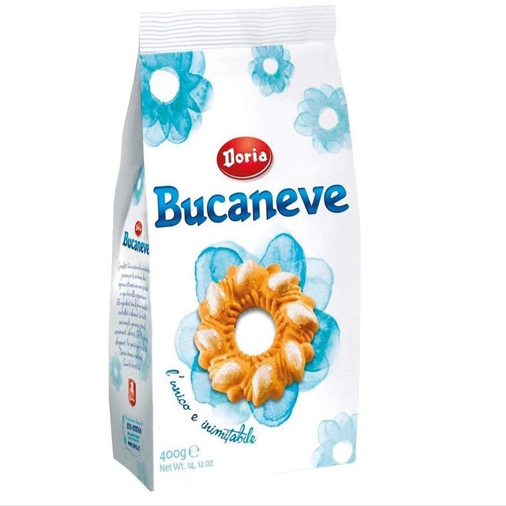 12x Doria Bucaneve Shortbread with Sugar Cookies Biscuits Snack 400g in Envelope