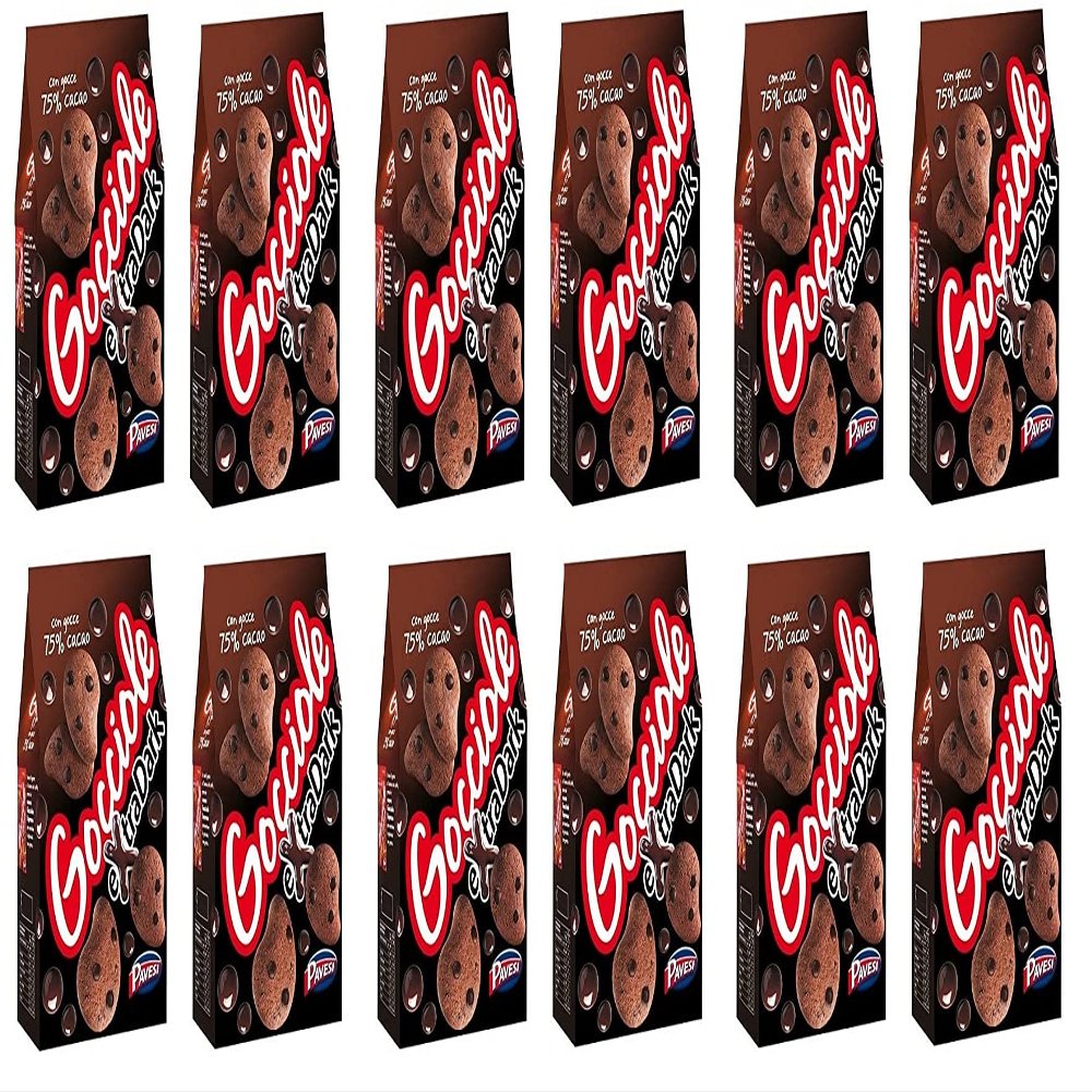 12x Pavesi Gocciole Biscuits Cookies with Extra Dark Chocolate 400g
