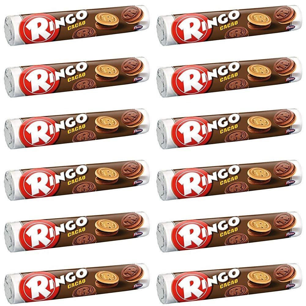 12x Pavesi Ringo Italian Cacao & Vanilla Cream Biscuits Cookies 165g Snack!