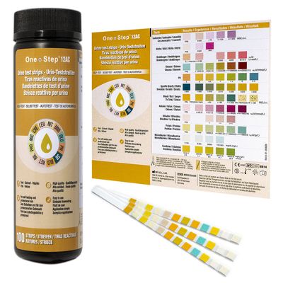 12 Parameter Urine Test Strips Creatinine, Microalbuim, UTI Infection, Ketone, Blood, Glucose Testing Sticks (200 Tests - 2 Tubs)