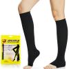 Ailaka 20-30 mmHg Compression Calf Socks for Women & Men, High Open Toe Graduated Support Varicose Veins Knee Stockings Hosiery, Travel, Nurses, Pregnancy, Recovery view 1