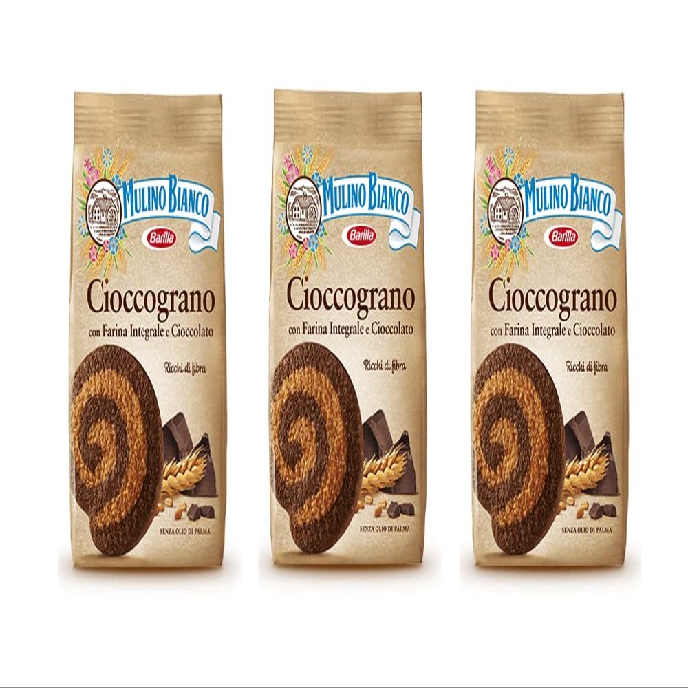 3 x Mulino Bianco Cioccograno Whole Wheat (Integrale) Biscuits Cookies with Chocolate 350g