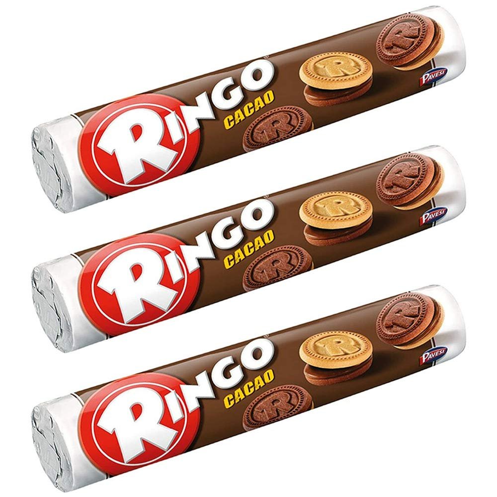 3x Pavesi Ringo Cacao & Vanilla Flavour Biscuits Cookies 165g