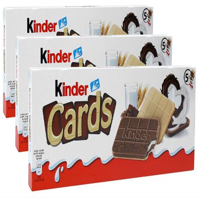 3x Kinder Cards Italian Wafer Biscuit Cookies Biscuits Cookies with Milk & White Chocolate 128g New!