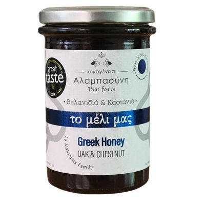 Alabasinis Greek Oak and Chestnut Honey 400gr Raw, Unfiltered & 100% Natural