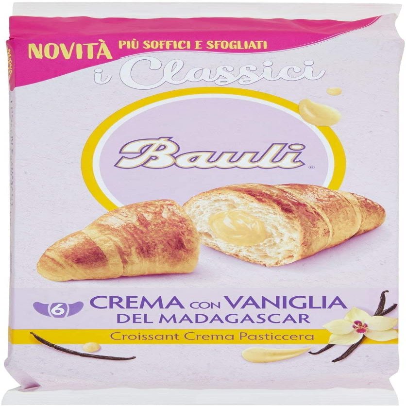 18x Bauli Cornetti Croissants with Pastry Cream Custard 50g