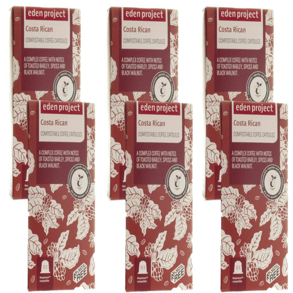 60 PLASTIC FREE Eden Project Costa Rica Home compostable Nespresso Compatible Capsules (6 x 10)