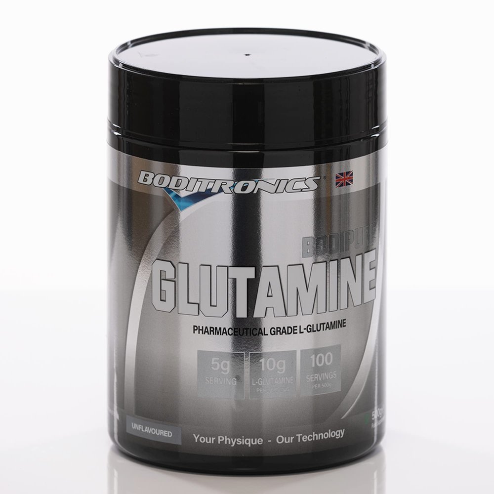 Boditronics Bodipure 500g L-Glutamine Powder Unflavoured with Amino Acid, Glutamine, Boost Immune System for Muscle Growth & Recovery increase power, energy, and strength