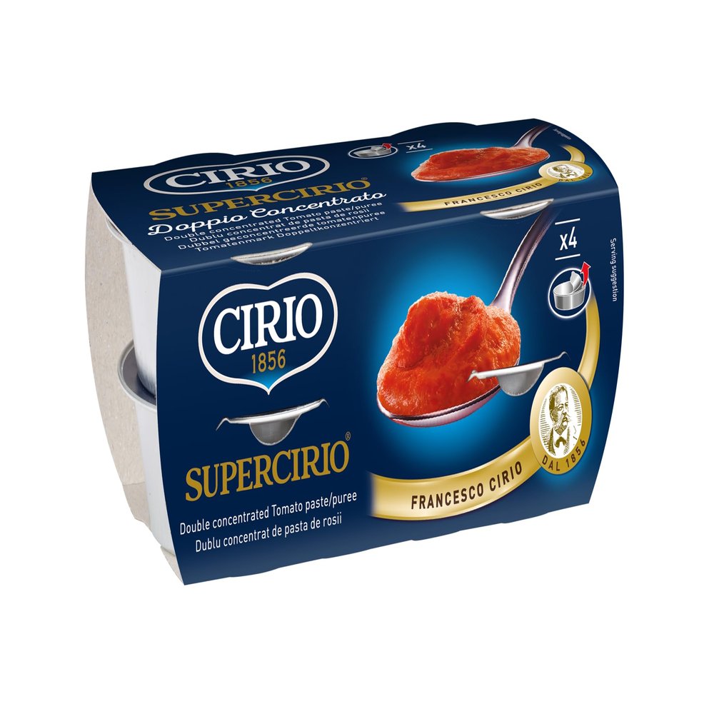 Cirio Tomato Pure, Double Concentrated, Italian Tomato Paste, Pots 70g (Pack of 4)