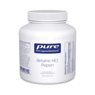 Pure Encapsulations Betaine HCl Pepsin - Acidic Betaine with Protein-Digesting Enzyme, 250 Capsules