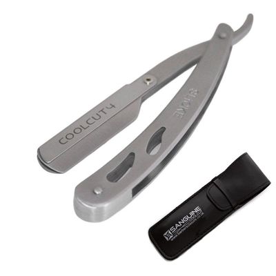 Black Shaving Razor, Straight Cut Razor, Solid Steel Shaving razor, Barber Manual Shaving Razor - Blades are not Included + Free Pouch