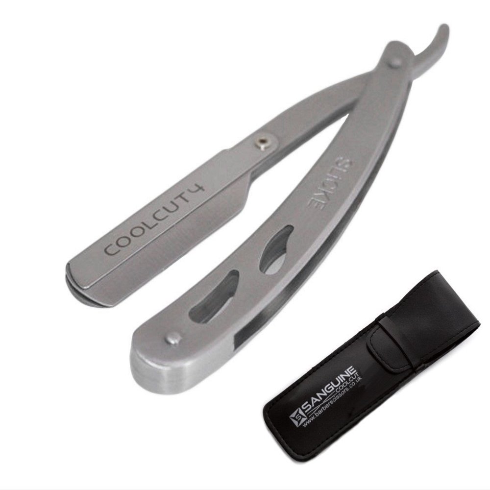 Black Shaving Razor, Straight Cut Razor, Solid Steel Shaving razor, Barber Manual Shaving Razor - Blades are not Included + Free Pouch