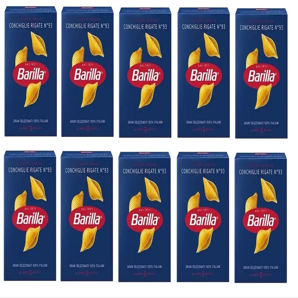 10x Barilla Conchiglie Rigate Italian Pasta No. 93. 500g