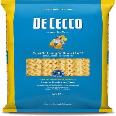 10x Pasta De Cecco 100% Italian Fusilli Lunghi Bucati n. 5 Pasta 500g