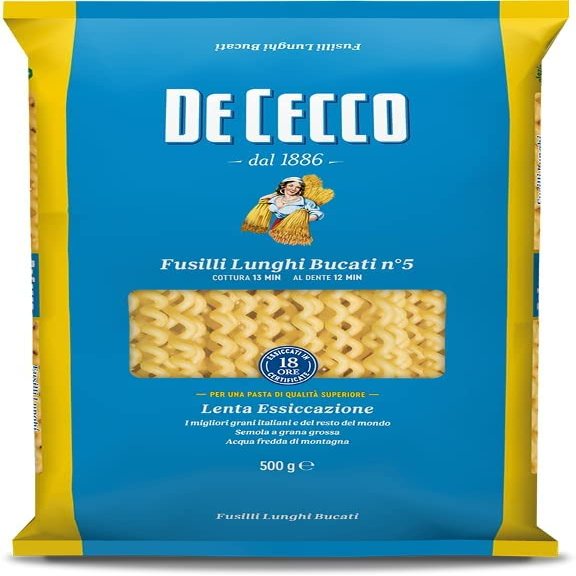 10x Pasta De Cecco 100% Italian Fusilli Lunghi Bucati n. 5 Pasta 500g