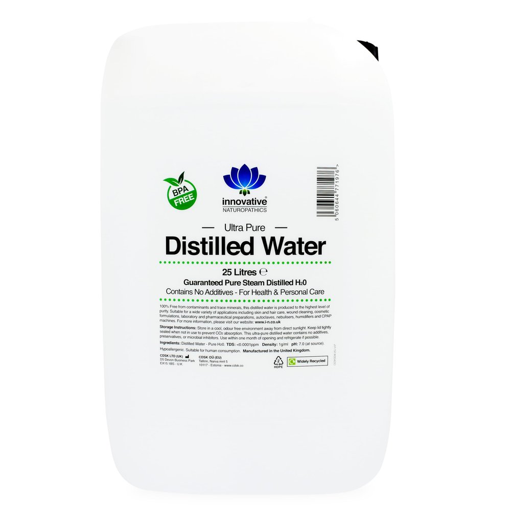 Distilled Water - Pure Steam Distilled H2O - 25 litres - BPA Free Container with 61mm Jerry Can Tap