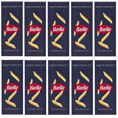 10x Barilla Pennette Rigate Italian Pasta No. 72. 500g