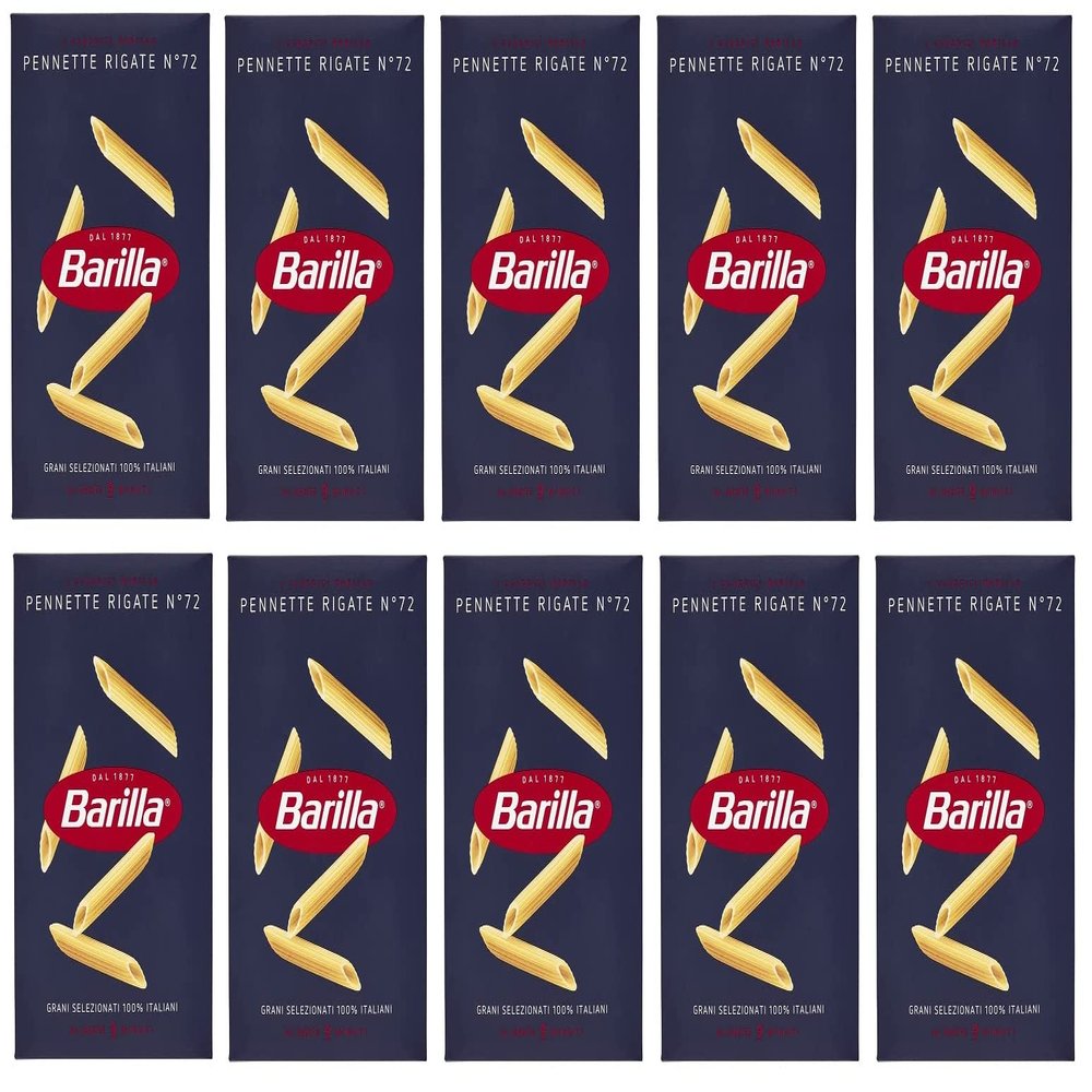 10x Barilla Pennette Rigate Italian Pasta No. 72. 500g