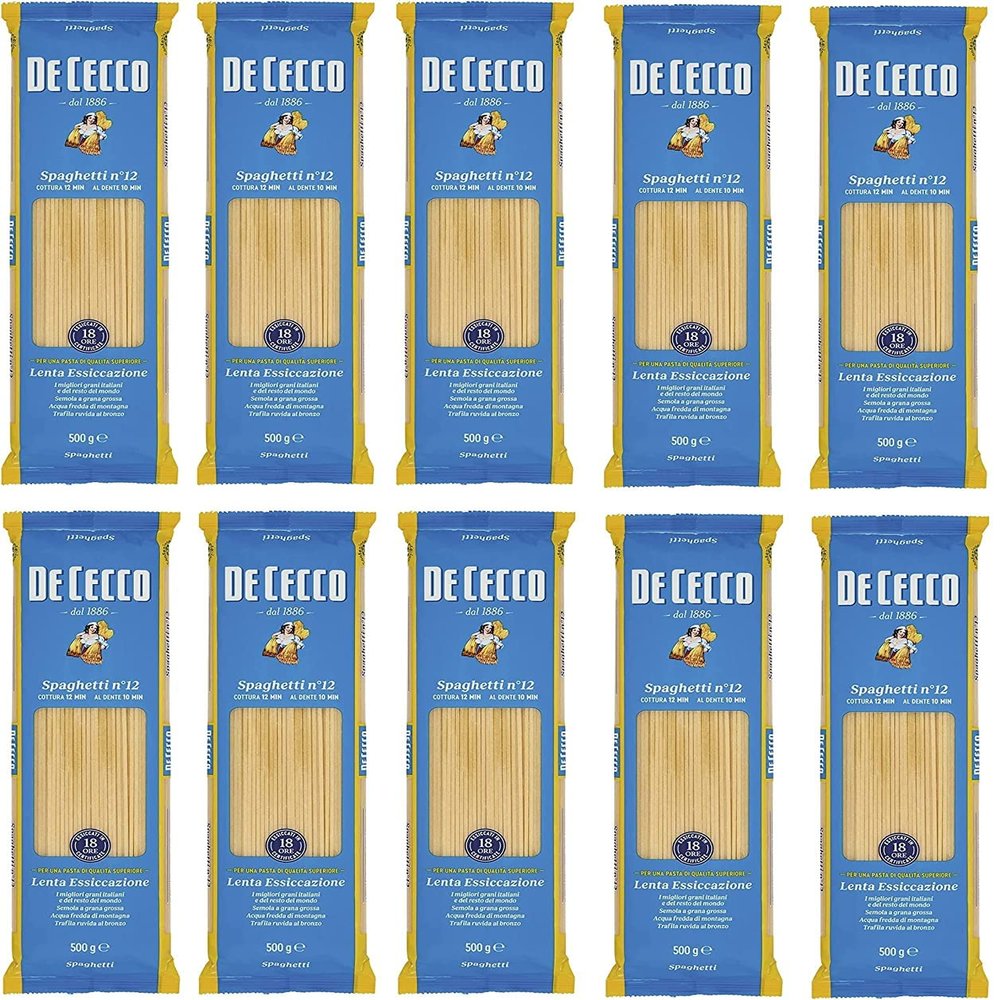10x De Cecco Spaghetti No. 12 Italian Pasta 500g