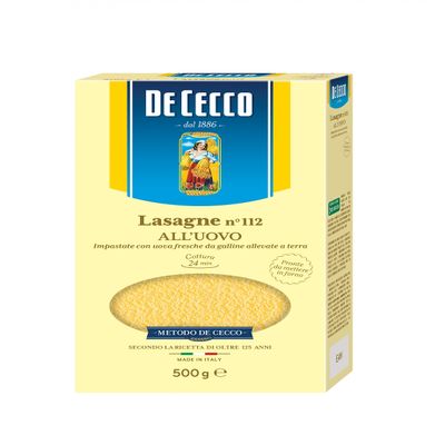 5x De Cecco Lasagne all'uovo Pasta No. 112 Lasagna made with Eggs 500g