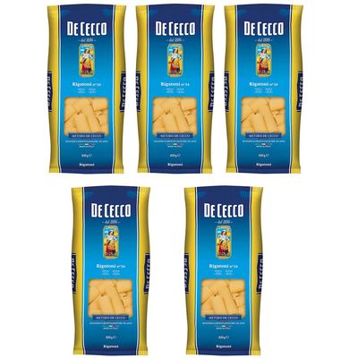 5x De Cecco Rigatoni Italian Pasta No. 24. 500g