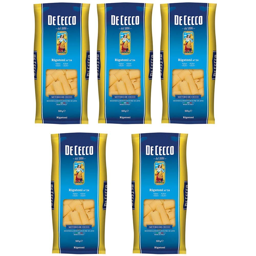 5x De Cecco Rigatoni Italian Pasta No. 24. 500g