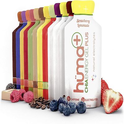 Huma Plus (Double Electrolytes) Chia Energy Gel, Variety Pack - Stomach Friendly, Real Food Energy Gels (6 Original and 6 Plus Gels)