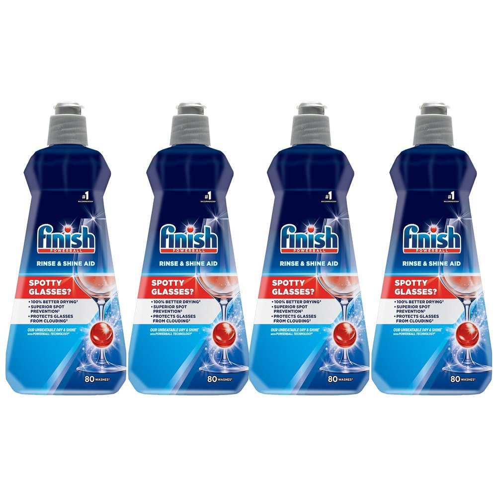 Finish Dishwasher Rinse Aid, Shine & Dry - 400 ml (Pack of 4) | World's #1 Recommended Dishwashing Brand