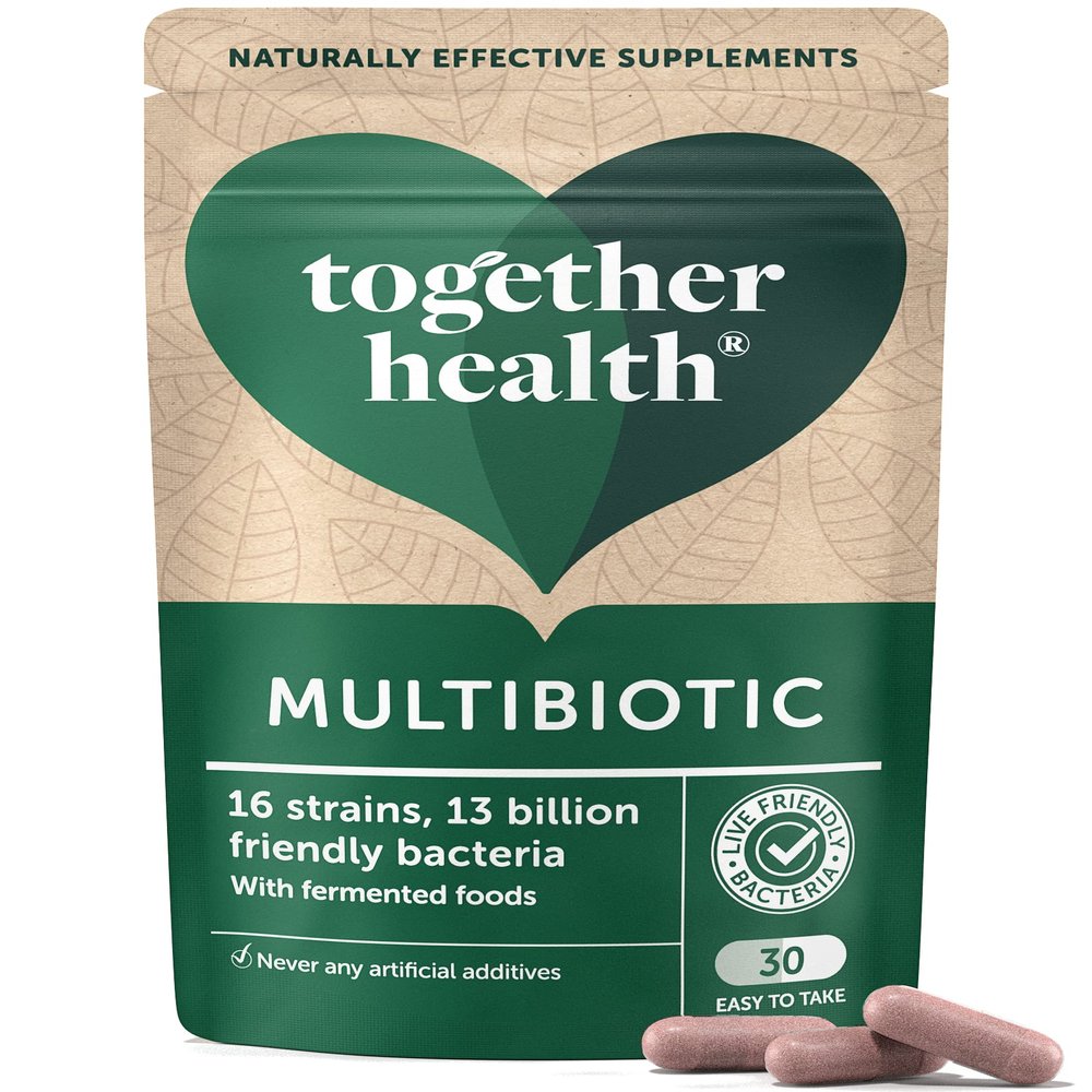 Multibiotic Together Health 45 Farm-Grown Fermented Foods - Multi Bacterial Strains with 13 Billion CFU Vegan Friendly Made in The UK Pack of 2-60 Vegecaps