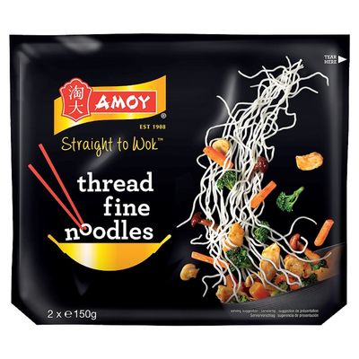 Amoy Straight to Wok Thread Fine Noodles, 2 x 150 g (Pack of 6)