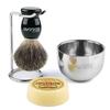 Anbbas Badger Hair Shaving Brush Black Wood Handle,Stainless Steel Shaving Soap Bowl and Brush Holder Stand with Shaving Soap 3.5OZ for Men Gift view 1