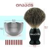 Anbbas Pure Badger Shaving Brush with Wood Handle, Stainless Steel Stand and Soap Bowl for Men Wet Shave view 3