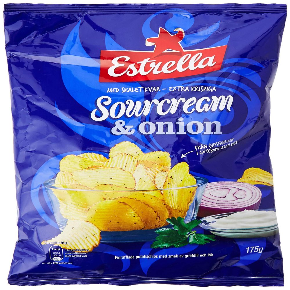 Estrella Sour Cream and Onion Crisps, 175 g, Pack of 3