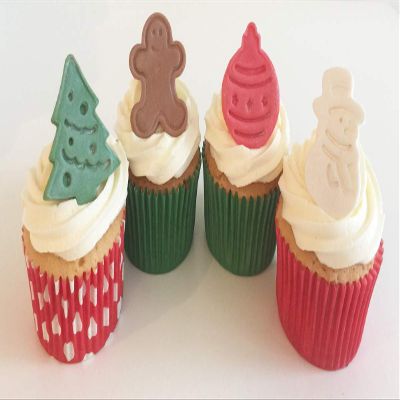 12 Festive Sugar Christmas Cake Decorations- Made with Love & Imagination in the UK!