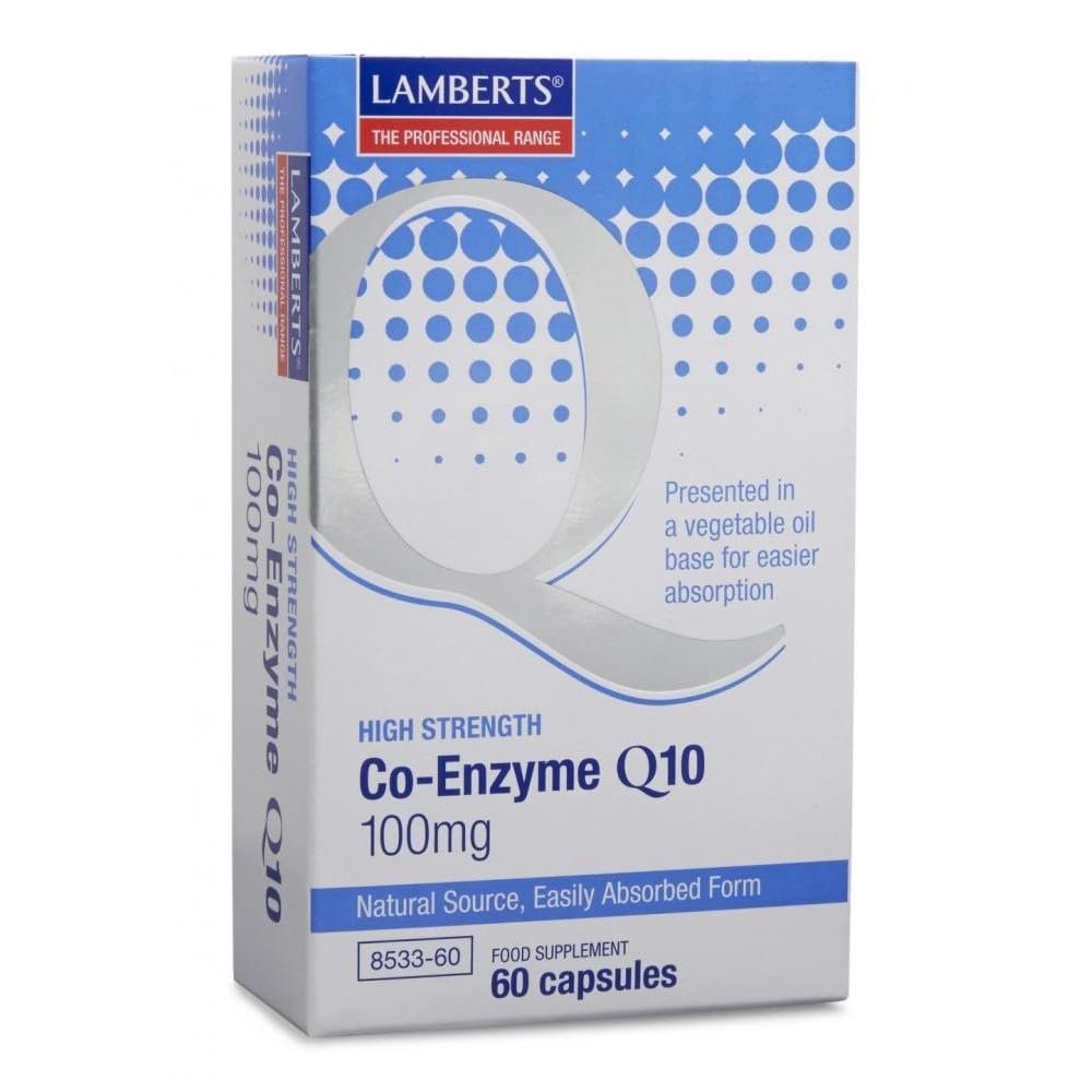 Lamberts Co-Enzyme Q10 100mg  Natural Ubiquinone in Oil-Based Formula for Optimal Absorption  60 Capsules
