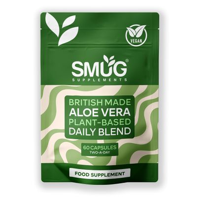 Aloe Vera Extract - 60 Capsules Two a Day Plant Based Supplement 30 Day Supply Made in Britain SMUG Supplements