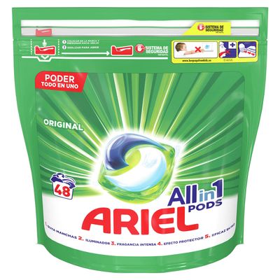 Ariel 3-in-1 Pods, Detergent Capsules, Original, 50 Washes, Incredible Cleaning, Cleans, Removes Stains, Brightens