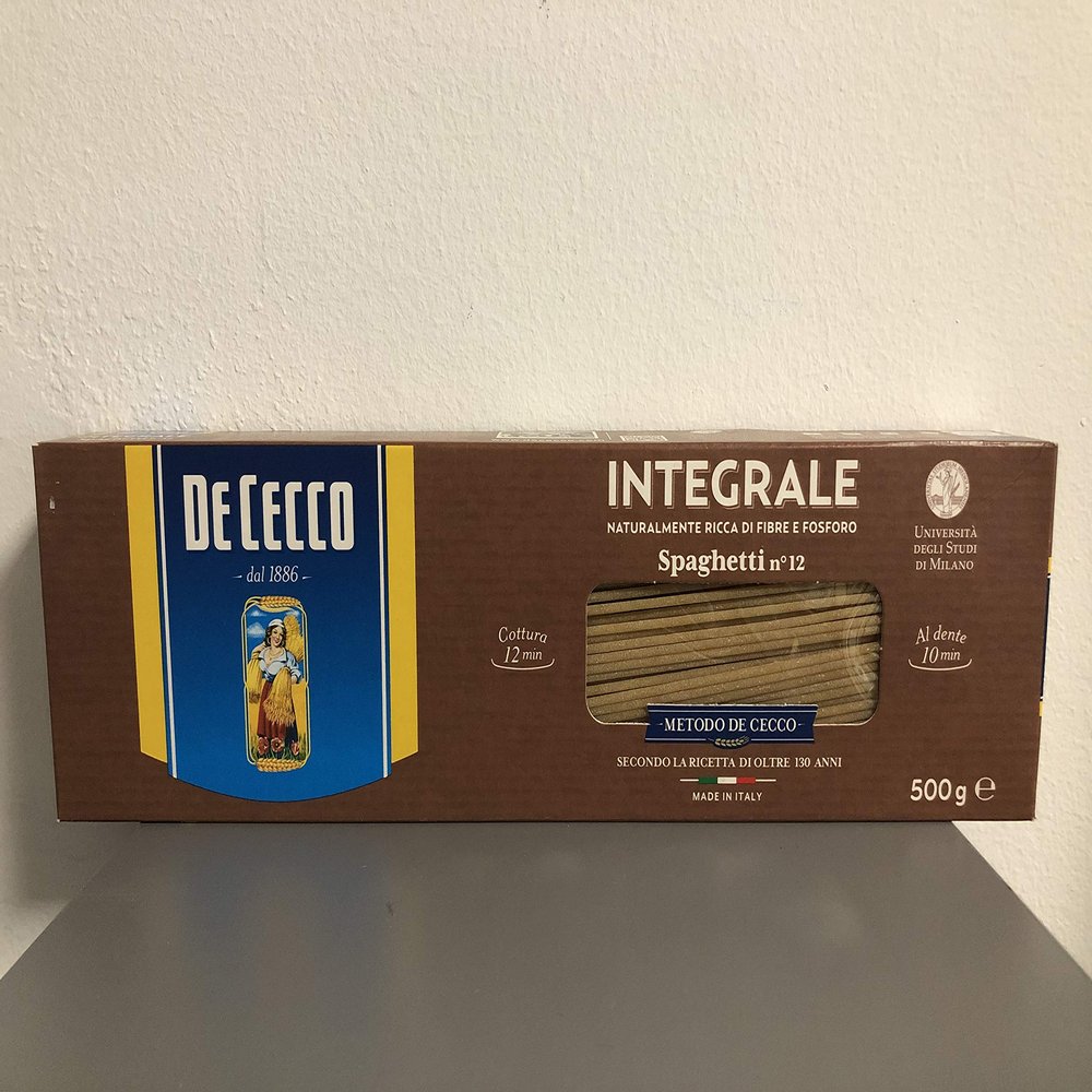 20x De Cecco Spaghetti Whole Wheat (Integrale) Italian Pasta No. 12 500 g