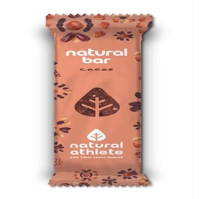 Cacao Energy Bars Natural Athlete, No Added Sugar, 100% Natural and Organic, Gluten Free, Vegan, 40 g